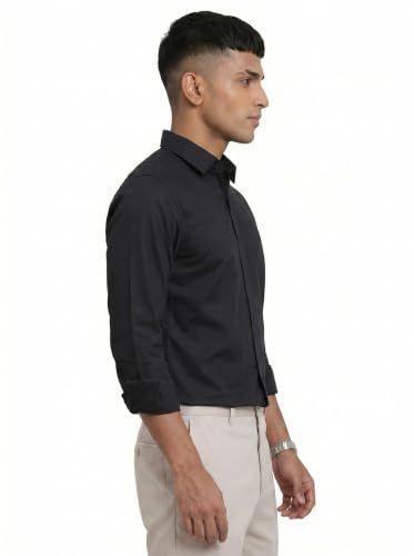 Image of DOXIC Men's Cotton Shirt with Spread Collar Neck Full Sleeves Classic Style Solid Pattern Regular Fit and Standard Length | Formal & Casual Wear Shirts