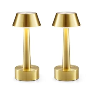 2 Pack Cordless Table Lamp, Small Portable Rechargeable Battery Operated Dimmable Table Light Desk Lamp Bedside Touch LED Lamp for Home Restaurant Cafe Bar Outdoor Patio Gold