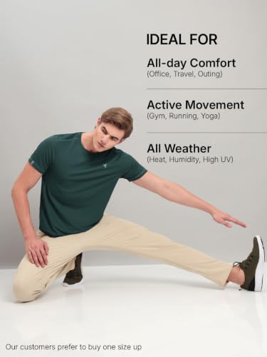 Image of TECHNOSPORT Men's Slim Fit Polyester Activewear Sports T-Shirt with Moisture-Wicking Comfort for Workout, Running & Gym