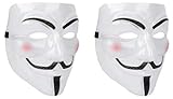 Miuion Guy Fawkes Mask -V for Vendetta， Anonymous Guy Cosplay Party Mask for Halloween（2 Pack） White