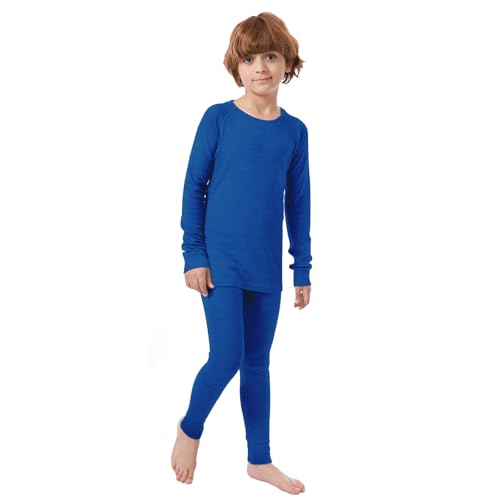 Merino Protect 100% Merino Wool Base Layer Kids Set Top and Bottom Heavyweight Thermal Underwear For Skiing Hiking