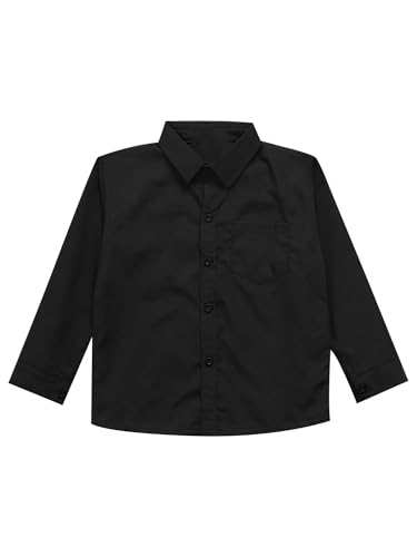 JEATHA Boys Button-Down Shirts Long Sleeve Solid Collor Dress Shirt Oxford Collar School Uniform Tops3