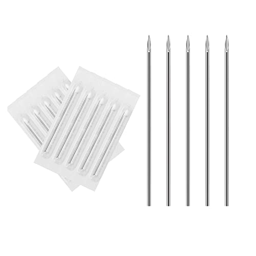ATOMUS 10pcs Body Piercing Needles 18G Stainless Steel Sterile Disposable Ear Nose Navel Nipple Lip Piercing Needles