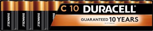 Duracell Coppertop C Batteries, 10 Count, 10-Year Shelf Life, Long-lasting