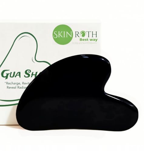 Image of Black Jade Gua Sha Scraping Tool - Ntural Skincare Stone for Tightening Skin, Enhancing Blood Flow, Sculpting the Jawline, and Relieving Facial Tension - Anti-Aging Facial Tool (Black)