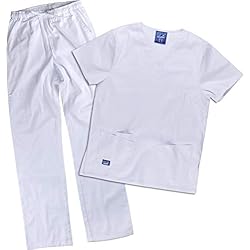 Uniformes De Trabajo Para Mujeres Gorditas Work Team Conjunto de Casaca y Pantalón Sanitario, Algodón Unisex (Medium, Blanco)