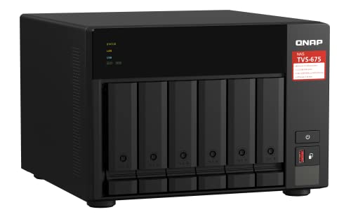 Image of QNAP TVS-675-8G-US 6 Bay High-Speed Desktop NAS with ZhaoXin KX-U6580 8-core CPU, 8GB DDR4 Memory and 2.5GbE (2.5G /1G /100M) Network Connectivity (Diskless)