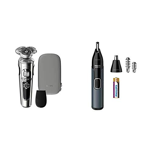 Philips Norelco SP9820/87 Shaver 9000 Prestige, Rechargeable Wet/Dry Electric Shaver with Trimmer Attachment and Premium Case with Nosetrimmer 3000 NT3600/42