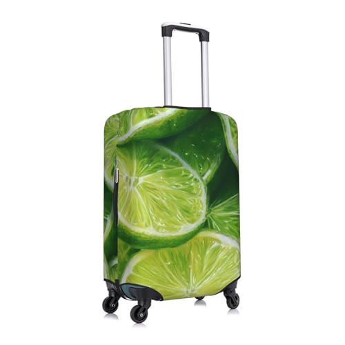 Green Lime Slices Elastic Travel Luggage Cover, Washable Spandex Suitcase Protector, Anti-Scratch Fits 18-32 Inch3