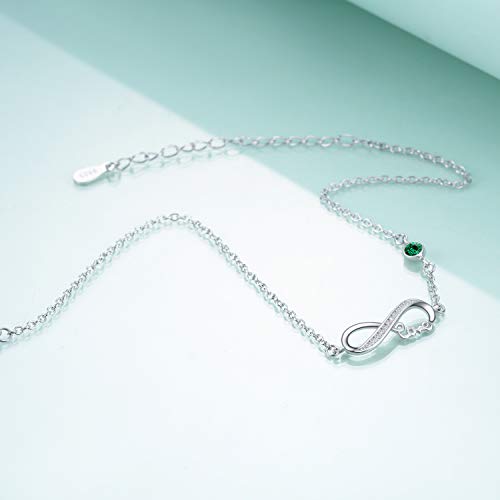 AOBOCO 925 Sterling Silver Infinity Bracelet with Birthstone Crystals, Birthday Gifts for Her Girlfriend Wife - Image 4