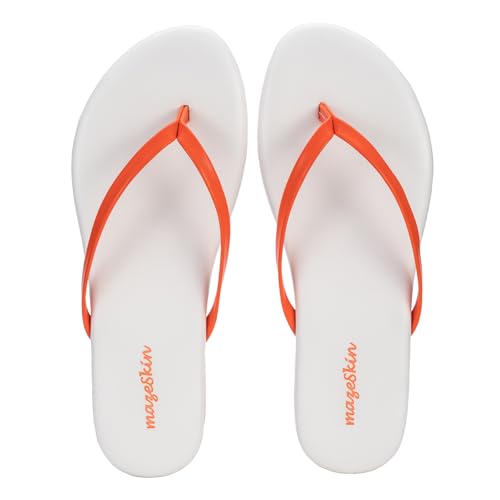 Image of mazeskin Women's Memory Foam Comfortable Flat Thong Sandals Dressy Summer Beach Leather Slide Flip Flops