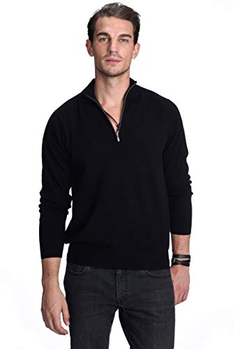 State Cashmere Men's Half Zip Mock Neck Sweater 100% Pure Cashmere Polo Neck Pullover4