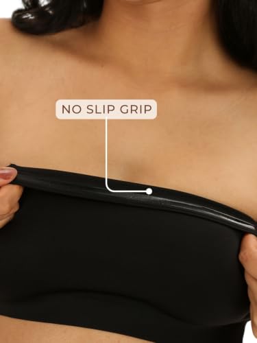Image of UNDERNEAT Women Seamless Bandeau Bra | Strapless Non-Padded | Wireless Ligthweight and Breathable | Ideal for All Day Comfort | Anti-Slip Silicone Grip Tube Bra for Women