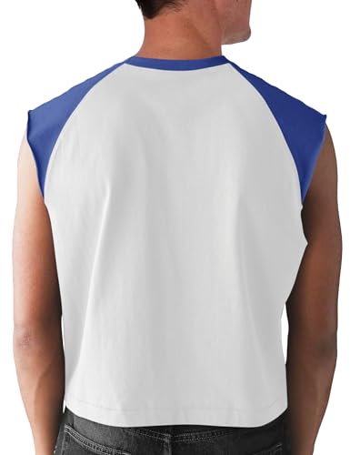 Minclouse Men's Casual Raglan Sleeves Tank Tops Sleeveless Crew Neck T Shirts Color Block Tees2