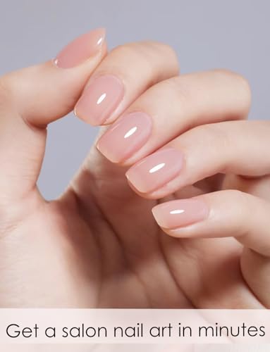 Wahrshei Semi Cured Gel Nail Strips | Transparent Jelly Nude Pink Semi Cured Gel Nails Sticker thumb #1