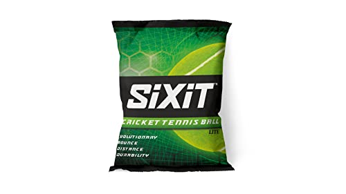 Sixit Lite Cricket Tennis Ball - Pack of 6, Green, Standard Size, Durable Rubber Material, Ideal for Practice and Casual Play