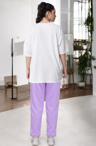 Image of My Swag Womens Co Ord Set Half Sleeve Loose Fit Cotton T-Shirt & Trouser for Women & Girl