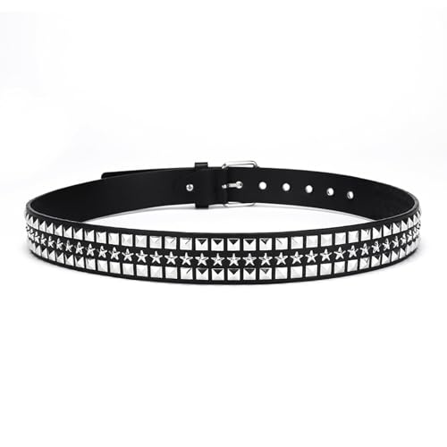 Black Star Studded Belt Metal Punk Rock Rivet Belt With Bright Pyramid Scene Belt Hip Hop Belt Gothic Star Belt Spike Waist Belt4