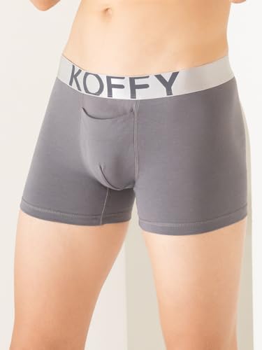 Image of KOFFY Men's Malleable Cotton Lycra Long Trunk with Minus Cutting Pouch I Wrinkle Free I Moisture Wicking Technology