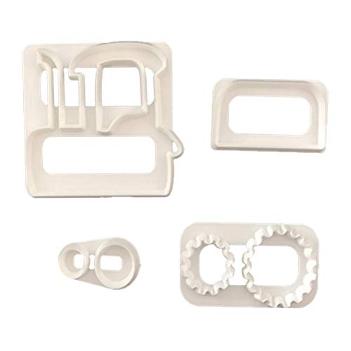 dryujdytru 4PCS Pequeño Tractor Estilismo Pastel de Fondant Stampado Plantilla Tractor Cortador Juego Plástico Cortador Galletas Galleta Decoración Molde Horneado para Decoración Hogar - Blanco Cover