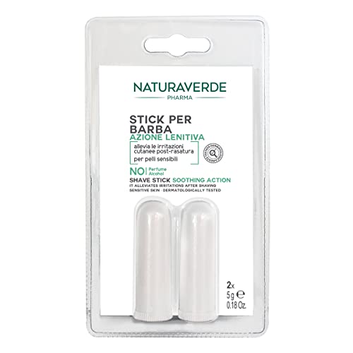 Naturaverde | Pharma - 2 palos para después del afeitado para hombre, para barba de acción calmante, para pieles sensibles, 100% natural, 2 x 5 g