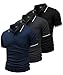 SwissWell 3er Pack Poloshirt Herren Kurzarm Golf Poloshirts Atmungsaktiv T-Shirt für Herren Polo Shirt, Schwarz+Dunkelgrau+Marineblau L