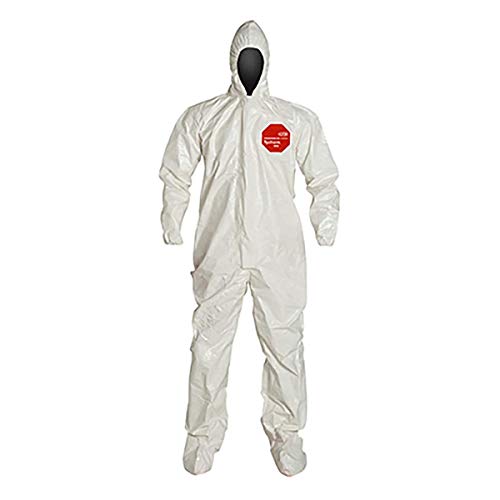 DUPONT SL122TWH3X000600 Hooded Coverall, Sock Boot, 3XL, PK6