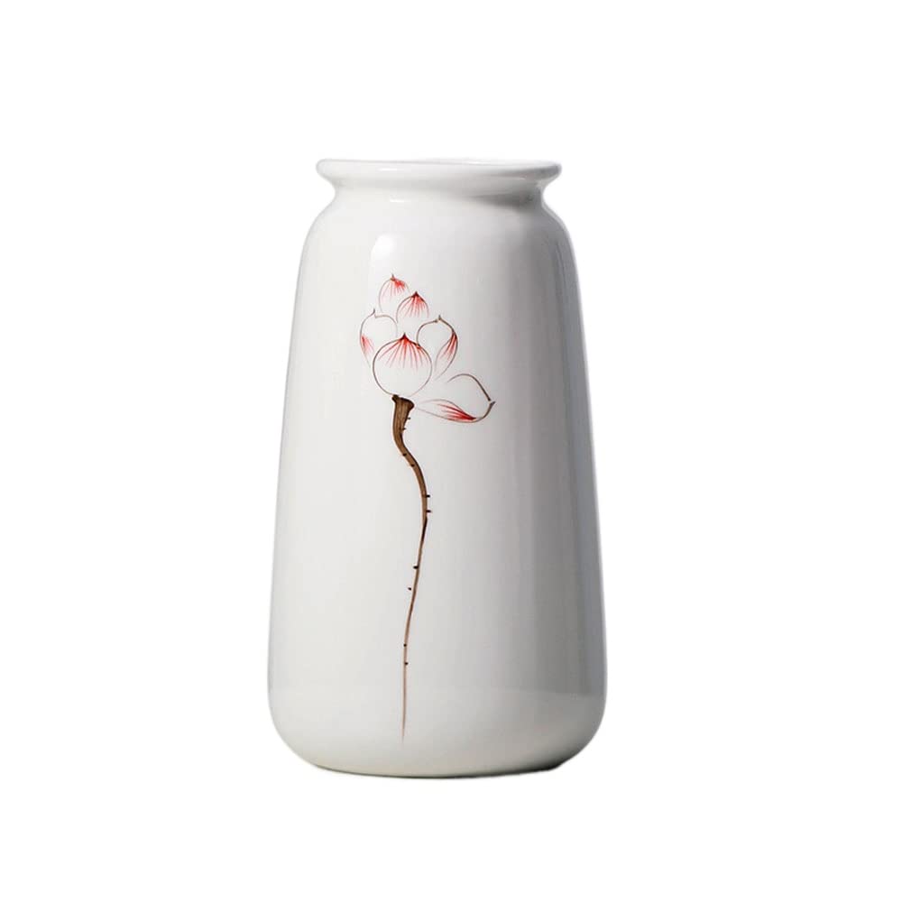 asdchZen Chinoiserie Hand-Painted Ceramic Vase Large Flower Arrangement Handicraft Decoration Study Tea Table Porch Bookcase Decoration Ceramic Gift,A