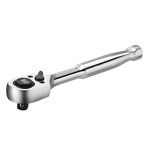 WORKPRO ラチェットハンドル ラチェットレンチ 薄型 ソケットレンチ 差込角6.35mm 90山ギア 回転方向切替簡単 速脱ボタン コンパクト ボルト・ナット・ネジの締付け 緩め作業 車のメンテナンス バイク 機械点検 補修 DIY