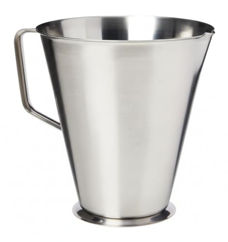 Acense Stainless Steel Measuring Jug, Precise Measurement, Perfect Narrow Stem, Spillage-Free, Multi-Purpose Flour, Ground Almonds, Sugar, Milk, Oil, Dishwasher Safe, Capacity: 2ltr