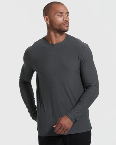 True Classic Mens Workout Shirts, Long Sleeve, Charcoal Heather Gray, XL - image 2