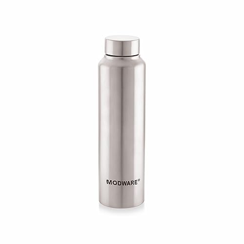 Image of MODWARE Kodaq Stainless Steel Water Bottle 1000 ml, Single Walled, ISI Certified I Leak Proof Lid, Rust Proof I Fridge Bottle I for School, Office, Gym