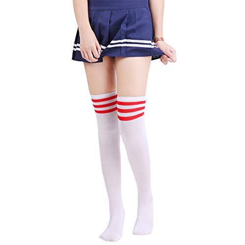 KACOLOR Women Thigh High Socks Over Knee Stocking High Leg Warm Long Boot Socks Stripes for Daily Wear Casual