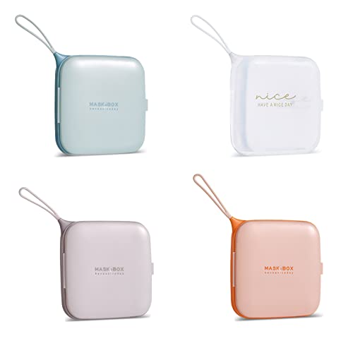 Eabdice 4 Piezas Caja para Guardar Mascarillas Portátil, lmacenamiento de Máscaras Desechables Funda, para Mascarillas Desechables Ligero y Reutilizable Protege Suciedad y Polvo