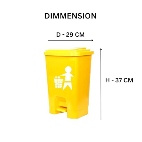 Image of Biomedical Waste Bin 15 Ltr Yellow Plastic Pedal Dustbin for Hospitals and Clinics with 5 Free Bio Hazard Bags