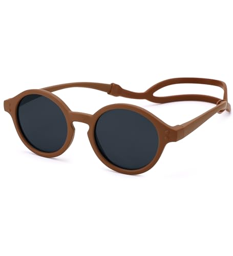 Image of NULOOQ Polarized Baby Sunglasses with Silicone Strap - Bendable TPEE Flexible Infant Sunglasses 0-24 Months