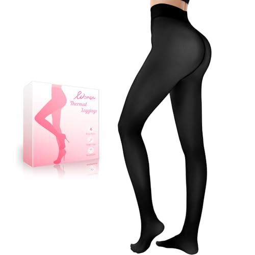 Image of HONGTEYA Fleece Lined Tights Women Winter Thermal Leggings Pantyhose Fake Translucent Thick Warm Sheer Tights