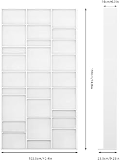 FirFurd Tall Bookcase CD DVD Storage Unit Tower Wooden Display Rack with Adjustble Shelves 27 Storage Compartments White Bookshelf 102.5x23.5x190cm