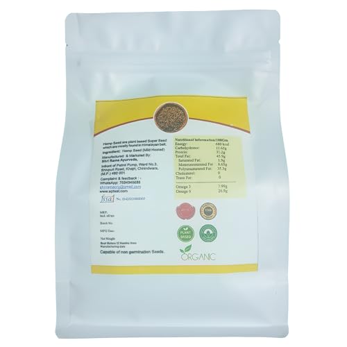Image of AptEat Hemp Seed for Eating 920g Non-Germinate Organic Superfood Omega 3 & 6 | High in Protein, Fibre | Natural Plant-Protein | Vegan, Gluten Free | Perfect for Smoothies, Salads, Baking | Keto Diets