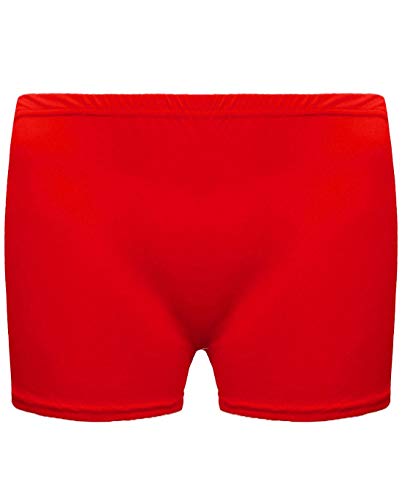 Girls Microfiber Hot Pants Shorts Dance Gym Stretch Shorts Ages 5-12 Red
