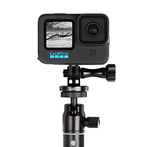 Image of HSU Aluminum Alloy Metal Go Pro Tripod /Monopod Mount with Aluminum Thumbscrew for Go Pro Hero 13, 12, 11, 10, 9, 8, 7, 6, 5, 4, 3+, 3, 2, 1 HD, Campark and Other Action Cameras (Black) (Black 1)
