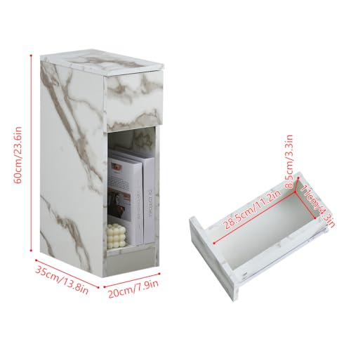 High Gloss Marble Table with Upper Drawer