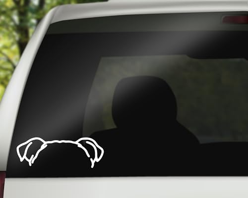 Image of Bulldog Ears Vinyl Decal Bulldog Dog Car Window Laptop Tumbler Bumper Sticker 7.5 inch x 2.6 inch Size White Made in USA