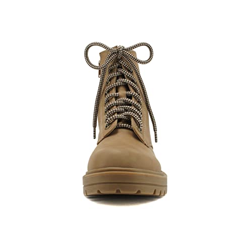 Image of Soda FIRM - Lug Sole Combat Ankle Bootie Lace up w /Side Zipper
