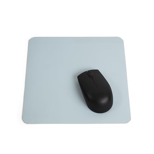 Image of Bellblock Mouse Pad | Computer Mouse Mat | Vegan PU Leather | Anti-Slip | Smooth Mouse Control | Spill-Resistant Surface | Blue & Tan | 22 x 22 cm (Pack of 1) (White & Sky Blue, Square)