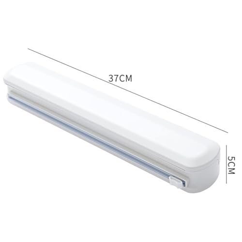 Image of Wall-Mounted Plastic Wrap Dispenser with Cutter | Magnetic Refrigerator Mount, Kitchen Food Wrap Holder & Cling Film Organizer