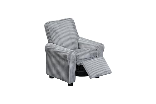 Image of Olive & Opie Jordan Kids /Toddler Push Back Recliner Chair, Lounge Sofa for Boys & Girls Ages 3 and Up, Soft Upholstery, Soft Gray Cords
