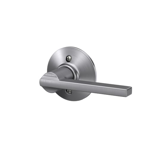 Image of SCHLAGE Latitude Non-Turning Dummy Door Handle, Reversible, Satin Chrome | Non-turning dummy lever door handle with no latch or lock, Decorative pull, One sided, Easy to install, Certified durability