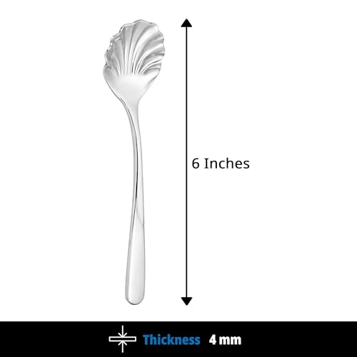 Image of Culinex 18 /8 Premium Stainless Steel 6 inch Small Spoon Set of 6 for Tea, Sugar, Dessert | Silver Rustproof Flatware, Cutlery By thinKitchen (Dora)