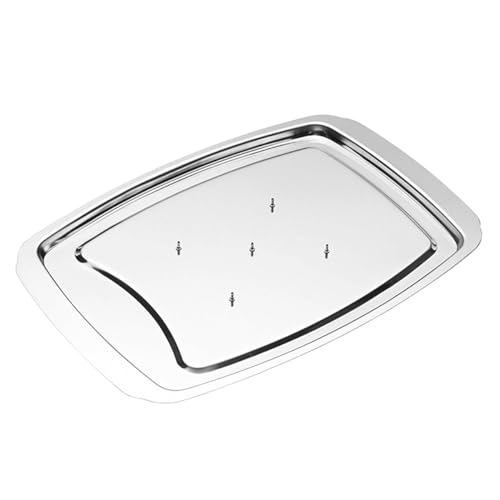 ZONADAH Stainless Steel Turkey Dish Roast Chicken Plate Rack Bakeware Tray Steak Carving Pan Thick Serving Tray with Non Slip Spikes for Slicing Chopping Meat - Image 2